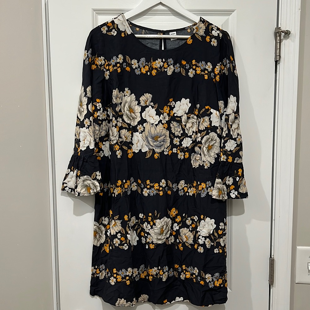 Old Navy Medium Dusty Dark Blue Floral Dress